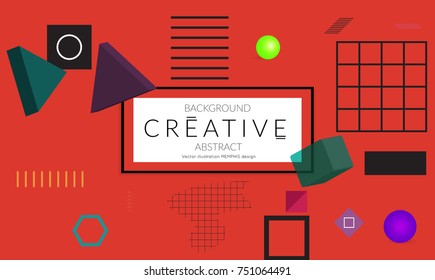 Minimal universal banner templates in Memphis style with 3D shapes. Futuristic retro 3D geometric design. Bright neon web banner layout.