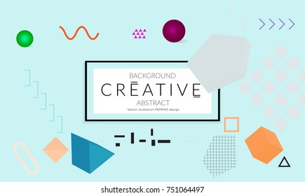 Minimal universal banner templates in Memphis style with 3D shapes. Futuristic retro 3D geometric design. Bright neon web banner layout.