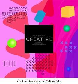 Minimal universal banner templates in Memphis style with 3D shapes. Futuristic retro 3D geometric design. Bright neon web banner layout.