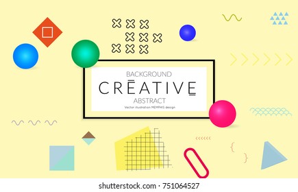 Minimal universal banner templates in Memphis style with 3D shapes. Futuristic retro 3D geometric design. Bright neon web banner layout.
