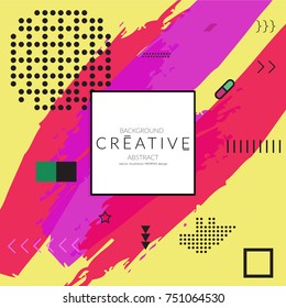 Minimal universal banner templates in Memphis style with 3D shapes. Futuristic retro 3D geometric design. Bright neon web banner layout.