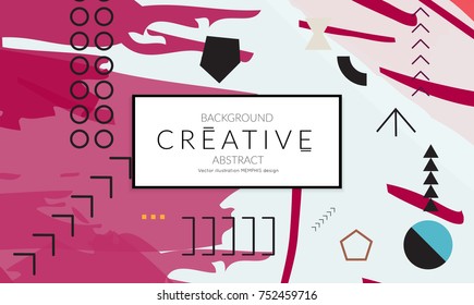 Minimal universal banner templates in Memphis style with 3D shapes. Futuristic retro 3D geometric design. Bright neon web banner layout.