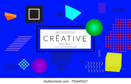 Minimal universal banner templates in Memphis style with 3D shapes. Futuristic retro 3D geometric design. Bright neon web banner layout.