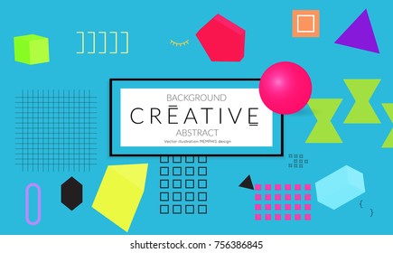 Minimal universal banner templates in Memphis style with 3D shapes. Futuristic retro 3D geometric design. Bright neon web banner layout.