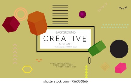 Minimal universal banner templates in Memphis style with 3D shapes. Futuristic retro 3D geometric design. Bright neon web banner layout.