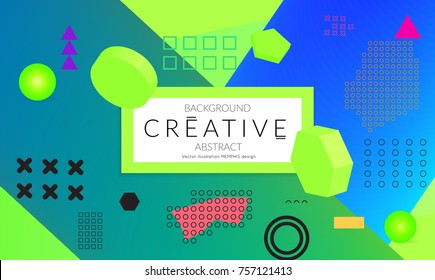 Minimal universal banner templates in Memphis style with 3D shapes. Futuristic retro 3D geometric design. Bright neon web banner layout.