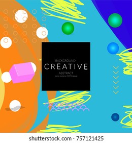 Minimal universal banner templates in Memphis style with 3D shapes. Futuristic retro 3D geometric design. Bright neon web banner layout.