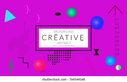 Minimal universal banner templates in Memphis style with 3D shapes. Futuristic retro 3D geometric design. Bright neon web banner layout.