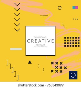 Minimal universal banner templates in Memphis style with abstract hand drawn doodles. Roughly drawn bright trendy textures. Bright neon web banner layout. Vector isolated