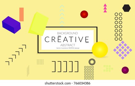 Minimal universal banner templates in Memphis style with 3D shapes. Futuristic retro 3D geometric design. Bright neon web banner layout.