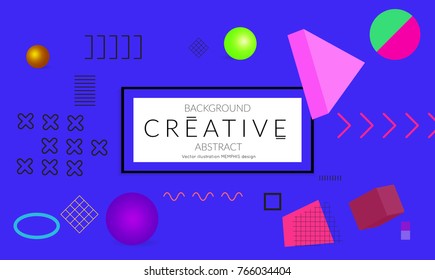 Minimal universal banner templates in Memphis style with 3D shapes. Futuristic retro 3D geometric design. Bright neon web banner layout.
