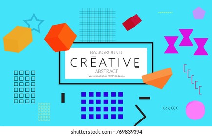Minimal universal banner templates in Memphis style with 3D shapes. Futuristic retro 3D geometric design. Bright neon web banner layout.