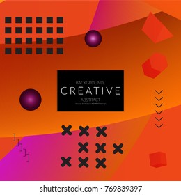 Minimal universal banner templates in Memphis style with 3D shapes. Futuristic retro 3D geometric design. Bright neon web banner layout.