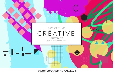 Minimal universal banner templates in Memphis style with abstract hand drawn doodles. Roughly drawn bright trendy textures. Bright neon web banner layout. Vector isolated