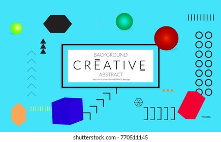 Minimal universal banner templates in Memphis style with 3D shapes. Futuristic retro 3D geometric design. Bright neon web banner layout.