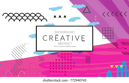 Minimal universal banner templates in Memphis style with abstract hand drawn doodles. Roughly drawn bright trendy textures. Bright neon web banner layout. Vector isolated