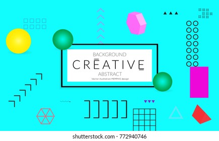 Minimal universal banner templates in Memphis style with 3D shapes. Futuristic retro 3D geometric design. Bright neon web banner layout.