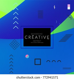 Minimal universal banner templates in Memphis style with 3D shapes. Futuristic retro 3D geometric design. Bright neon web banner layout.