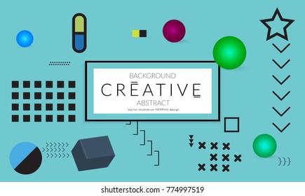 Minimal universal banner templates in Memphis style with 3D shapes. Futuristic retro 3D geometric design. Bright neon web banner layout.