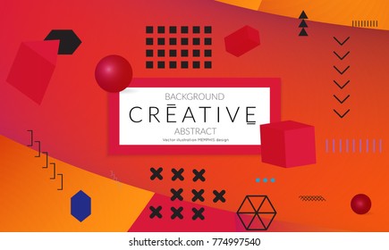 Minimal universal banner templates in Memphis style with 3D shapes. Futuristic retro 3D geometric design. Bright neon web banner layout.