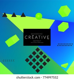 Minimal universal banner templates in Memphis style with 3D shapes. Futuristic retro 3D geometric design. Bright neon web banner layout.