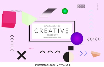 Minimal universal banner templates in Memphis style with 3D shapes. Futuristic retro 3D geometric design. Bright neon web banner layout.