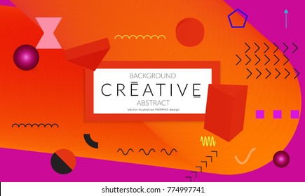 Minimal universal banner templates in Memphis style with 3D shapes. Futuristic retro 3D geometric design. Bright neon web banner layout.