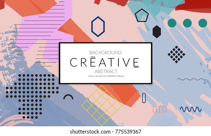 Minimal universal banner templates in Memphis style with abstract hand drawn doodles. Roughly drawn bright trendy textures. Bright neon web banner layout. Vector isolated