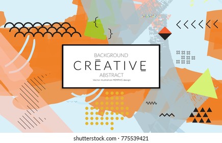 Minimal universal banner templates in Memphis style with abstract hand drawn doodles. Roughly drawn bright trendy textures. Bright neon web banner layout. Vector isolated