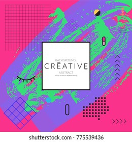 Minimal universal banner templates in Memphis style with abstract hand drawn doodles. Roughly drawn bright trendy textures. Bright neon web banner layout. Vector isolated