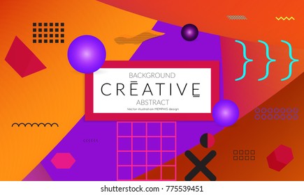 Minimal universal banner templates in Memphis style with 3D shapes. Futuristic retro 3D geometric design. Bright neon web banner layout.