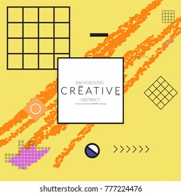 Minimal universal banner templates in Memphis style with abstract hand drawn doodles. Roughly drawn bright trendy textures. Bright neon web banner layout. Vector isolated