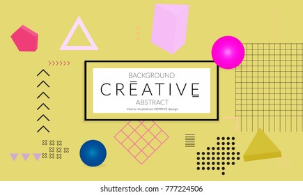 Minimal universal banner templates in Memphis style with 3D shapes. Futuristic retro 3D geometric design. Bright neon web banner layout.