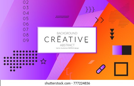 Minimal universal banner templates in Memphis style with 3D shapes. Futuristic retro 3D geometric design. Bright neon web banner layout.