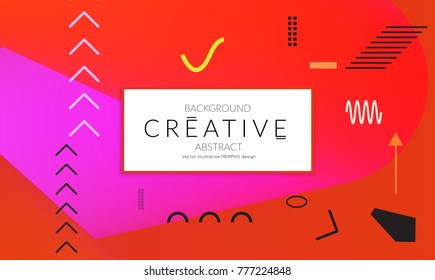 Minimal universal banner templates in Memphis style with 3D shapes. Futuristic retro 3D geometric design. Bright neon web banner layout.