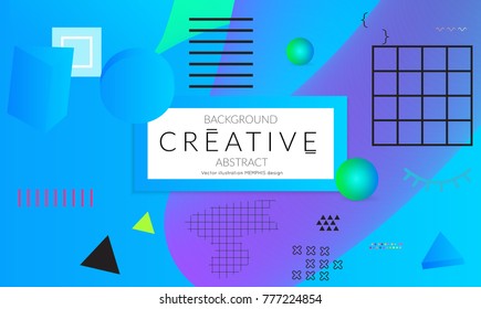 Minimal universal banner templates in Memphis style with 3D shapes. Futuristic retro 3D geometric design. Bright neon web banner layout.