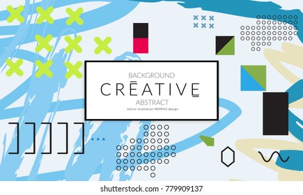 Minimal universal banner templates in Memphis style with abstract hand drawn doodles. Roughly drawn bright trendy textures. Bright neon web banner layout. Vector isolated