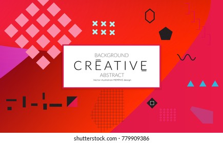 Minimal universal banner templates in Memphis style with 3D shapes. Futuristic retro 3D geometric design. Bright neon web banner layout.