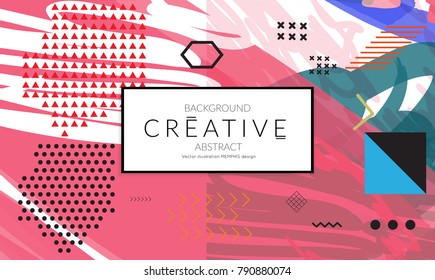Minimal universal banner templates in Memphis style with abstract hand drawn doodles. Roughly drawn bright trendy textures. Bright neon web banner layout. Vector isolated