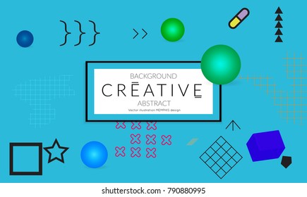 Minimal universal banner templates in Memphis style with 3D shapes. Futuristic retro 3D geometric design. Bright neon web banner layout.