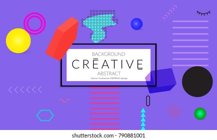 Minimal universal banner templates in Memphis style with 3D shapes. Futuristic retro 3D geometric design. Bright neon web banner layout.