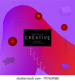 Minimal universal banner templates in Memphis style with 3D shapes. Futuristic retro 3D geometric design. Bright neon web banner layout.