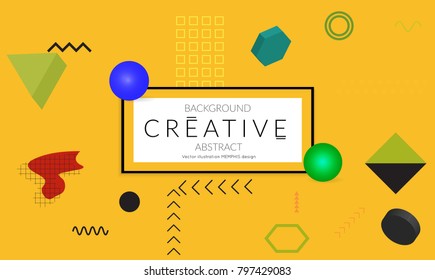 Minimal universal banner templates in Memphis style with 3D shapes. Futuristic retro 3D geometric design. Bright neon web banner layout.
