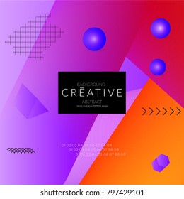 Minimal universal banner templates in Memphis style with 3D shapes. Futuristic retro 3D geometric design. Bright neon web banner layout.