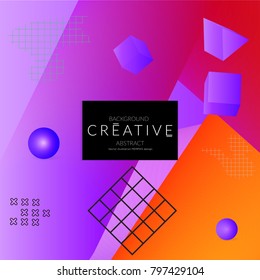 Minimal universal banner templates in Memphis style with 3D shapes. Futuristic retro 3D geometric design. Bright neon web banner layout.