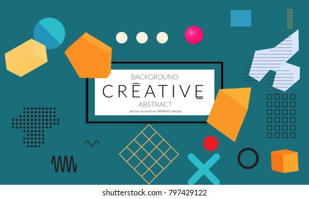 Minimal universal banner templates in Memphis style with 3D shapes. Futuristic retro 3D geometric design. Bright neon web banner layout.
