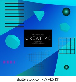 Minimal universal banner templates in Memphis style with 3D shapes. Futuristic retro 3D geometric design. Bright neon web banner layout.