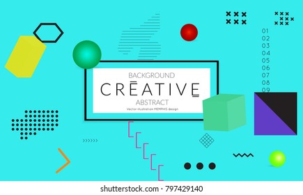 Minimal universal banner templates in Memphis style with 3D shapes. Futuristic retro 3D geometric design. Bright neon web banner layout.
