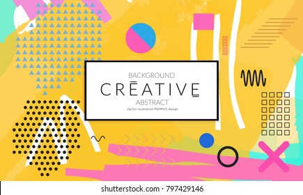 Minimal universal banner templates in Memphis style with abstract hand drawn doodles. Roughly drawn bright trendy textures. Bright neon web banner layout. Vector isolated