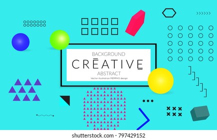 Minimal universal banner templates in Memphis style with 3D shapes. Futuristic retro 3D geometric design. Bright neon web banner layout.